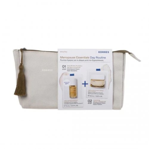 Korres Gift Set White Pine Menopause Essentials Day Routine Skincare Set Λευκή Πεύκη Kρέμα Hμέρας, 40 ml & ΔΩΡΟ Ορός Προσώπου σε ειδικό μέγεθος, 15 ml